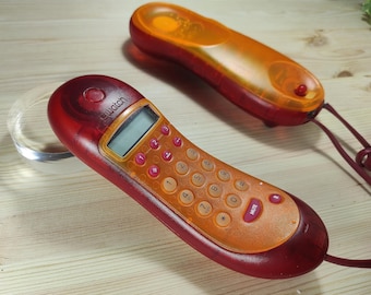 Vintage Swatch Twin Phone: Transparent Orange/Red Push Button Telephone