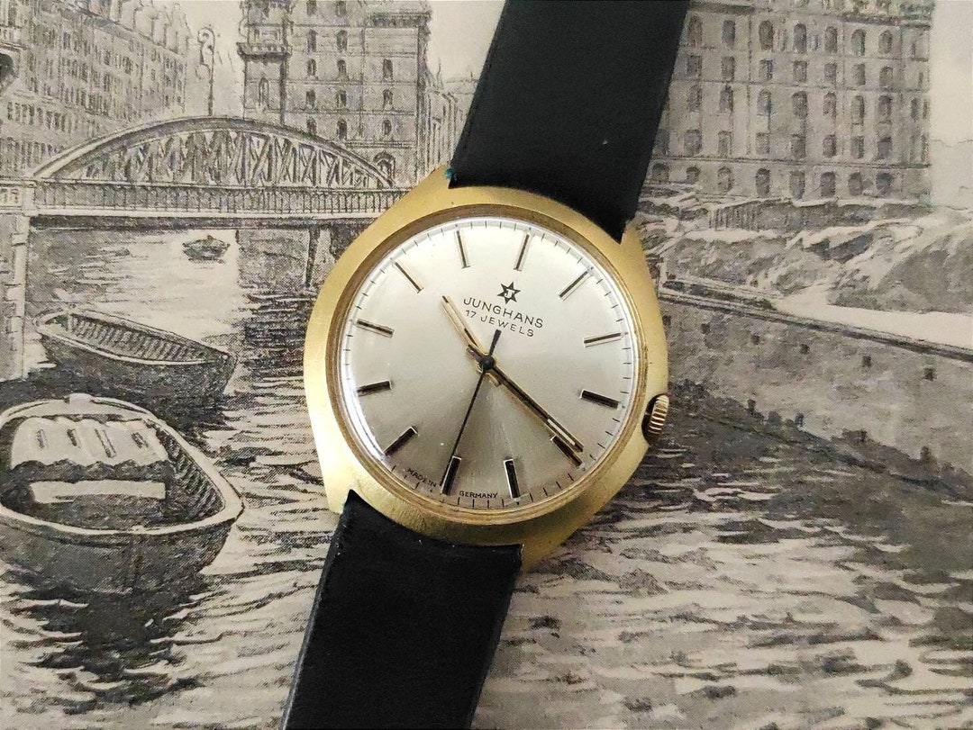 Vintage Junghans 17 Jewels gold plated men s watch made in Germany Etsy