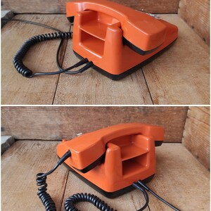 Téléphone Fixe Vintage Iskra ATA 62 Orange - Cadran Rotatif Années 70 - Yougoslavie