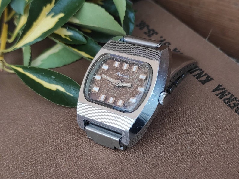 Vintage Raketa TV style aged dial men's wristwatch made in USSR image 4