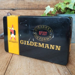 Vintage Gildemann cigar tin, Gildemann cigarren No337 metal box