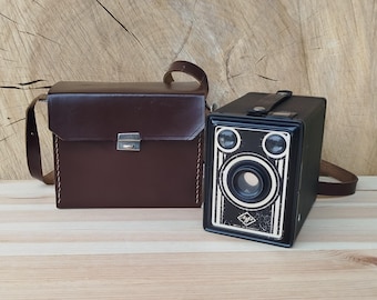 Vintage Agfa Box Camera in leather case