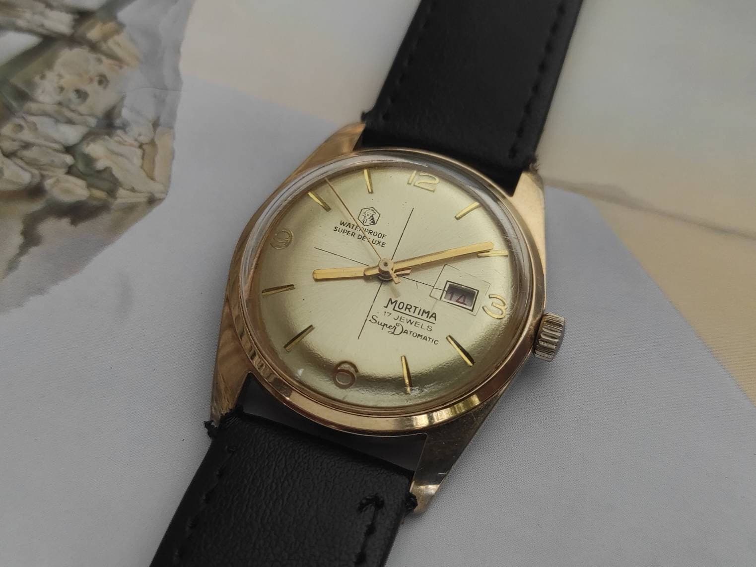 Vintage Mortima De Luxe Super Datomatic 17 Jewels Cal. CAT-C66 