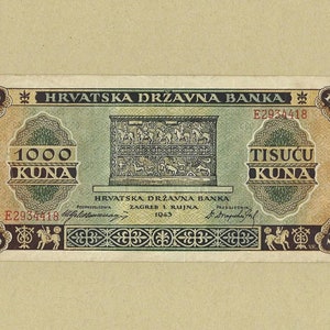 Kroatien 1000 Kuna - alte kroatische Banknote, 1943