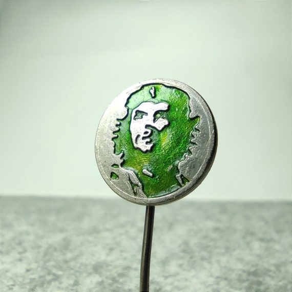 Vintage Che Guevara pin badge - enamel green silu… - image 4