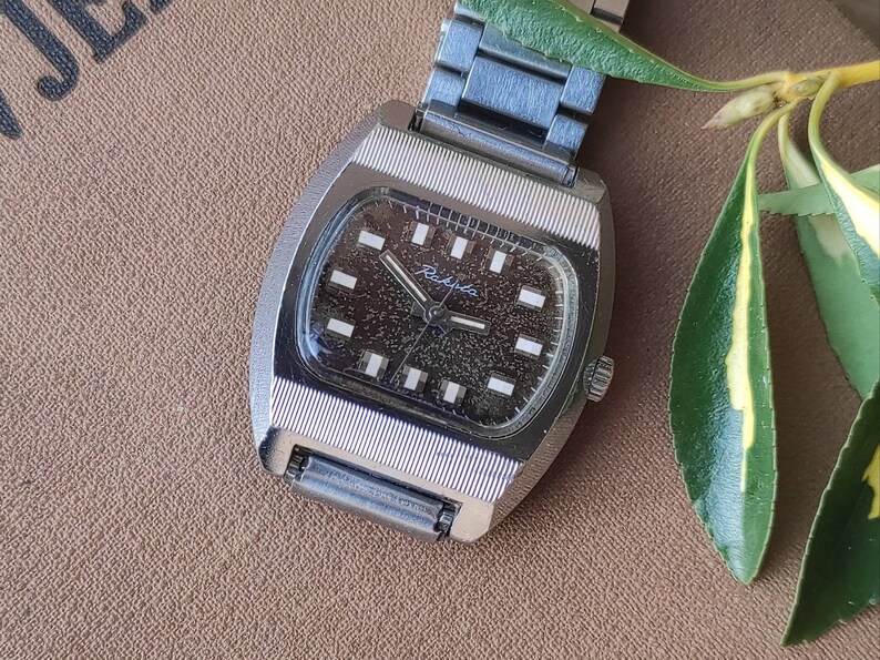 Vintage Raketa TV style aged dial men's wristwatch made in USSR image 1