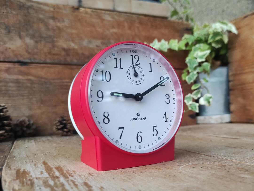 Vintage Junghans Alarm Clock Red / White Mechanical Clock Etsy