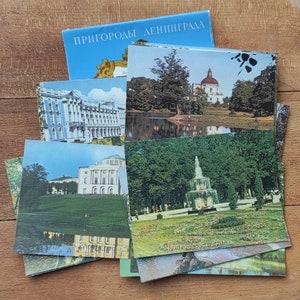 Ensemble de 16 cartes postales vintage souvenir de la banlieue de Leningrad dans une enveloppe d'origine, 1974