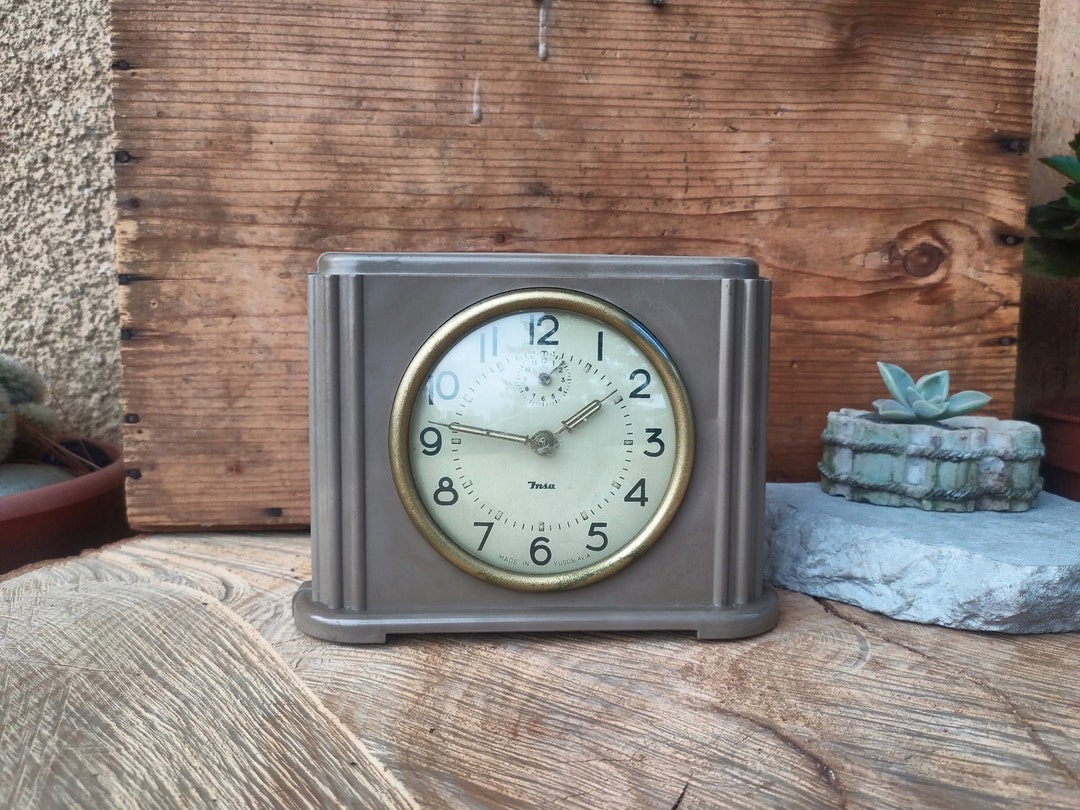 Vintage Art Deco Style Alarm Clock From the 70s Made by Insa Yugoslavia