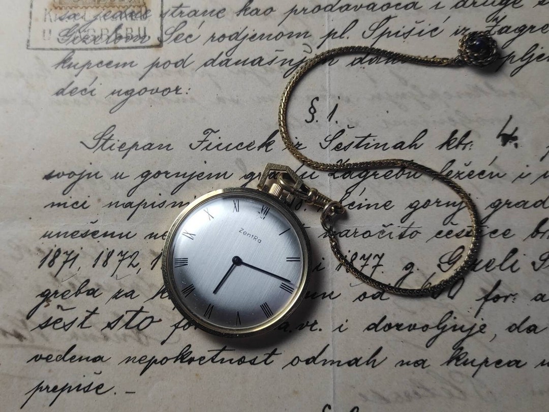 Vintage Zentra German Pocket Watch on AD Andreas Daub Watch Chain With