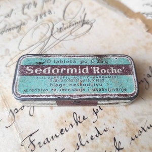 Small Vintage Sedormid Roche medicine tin box