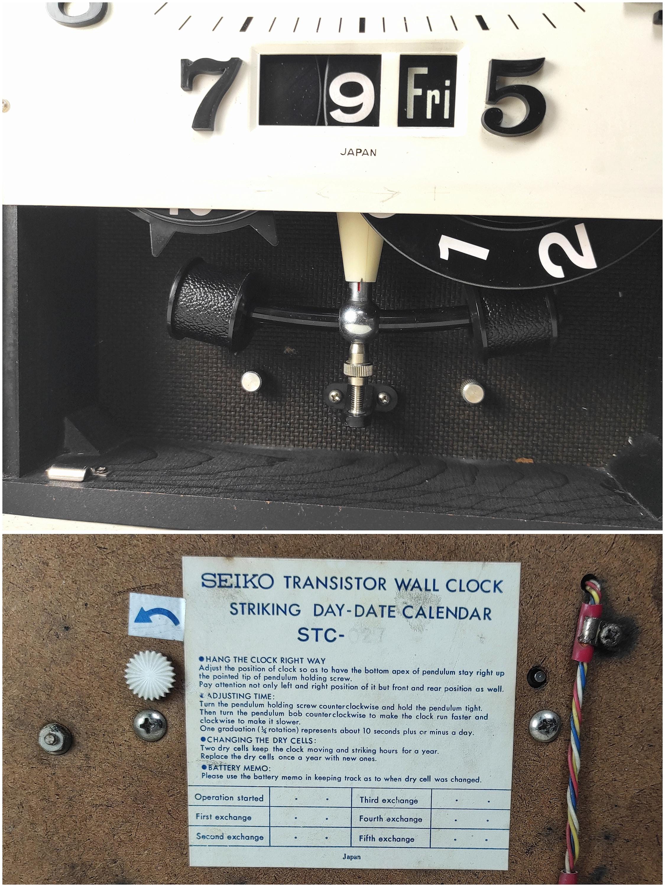 Vintage Seiko Transistor Wall Clock - 1960s Electric Clock With