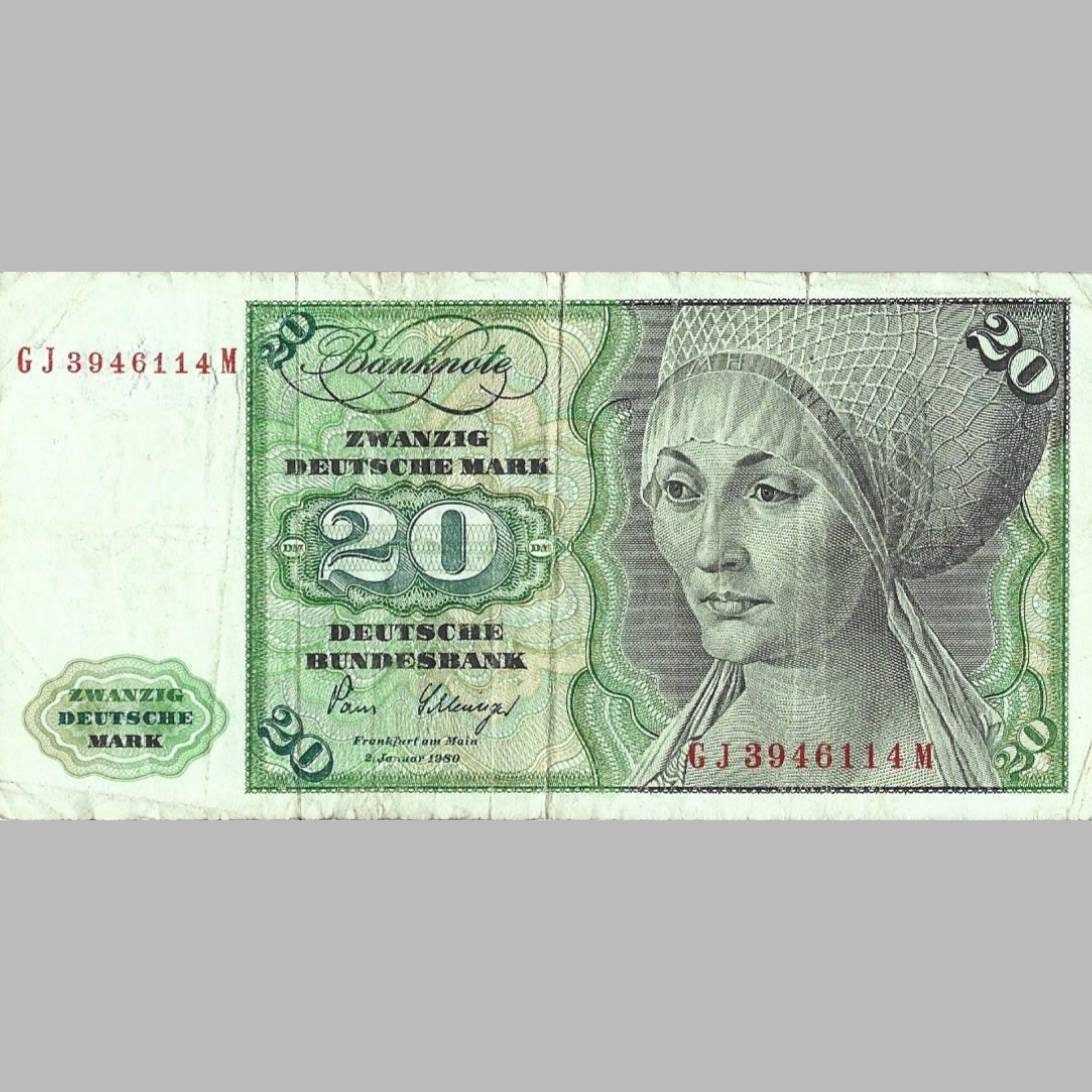 Germany 20 Deutsche Mark banknote, 1980 - Etsy 日本