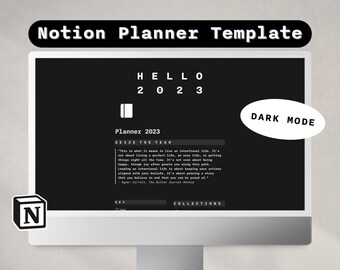 Notion Planner Template | Minimalist Digital Life Planner | Customisable Notion Template | Aesthetic Notion Dashboard | Notion Dark Mode