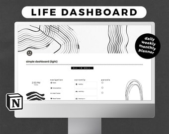 Notion Life Dashboard & Planner | Time Blocking Template | Daily / Weekly / Monthly Planner | Minimal Abstract Theme