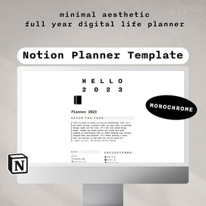 Notion Planner Template Minimalist Digital Life Planner image 1