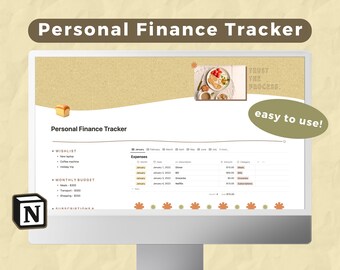 Notion Finance Tracker Template | Notion Budget Tracker | Digital Money Tracker | Cute Cafe Theme