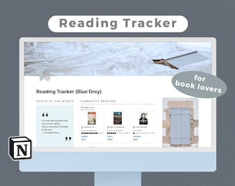 Notion Reading Tracker Template | Books Tracker | Notion Library | Calm Blue Notion Template