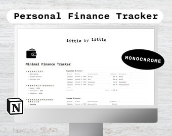 Notion Finance Tracker Template | Notion Budget Tracker | Digital Money Tracker | Aesthetic Minimal Dashboard
