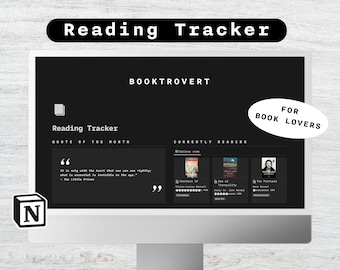 Notion Reading Tracker Template | Books Tracker | Notion Library | Aesthetic Minimal Notion Template | Notion Dark Mode