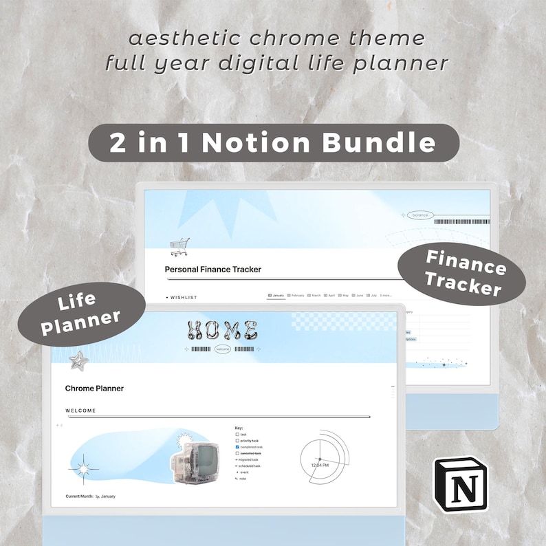 Notion Planner Template & Finance Tracker Template | Full Year Digital ...