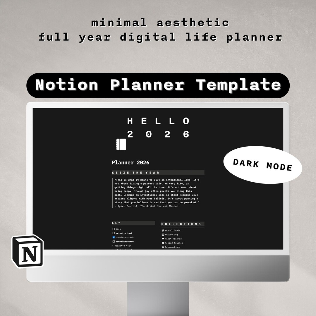 Notion Planner Template | Minimalist Digital Life Planner ...