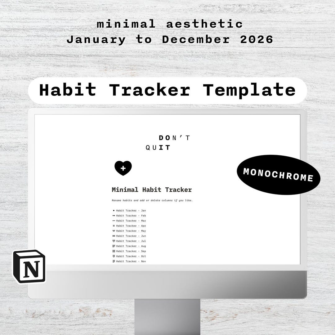 Notion Habit Tracker Template | Full Year Digital Life Planner ...