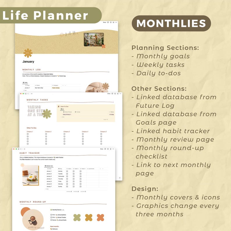 Notion Planner Template & Finance Tracker Template | Full Year Digital ...