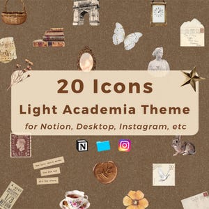 Notion Icons | Aesthetic Icons | Digital Icons | Desktop Icons | Instagram Story Icons | Light Academia Theme