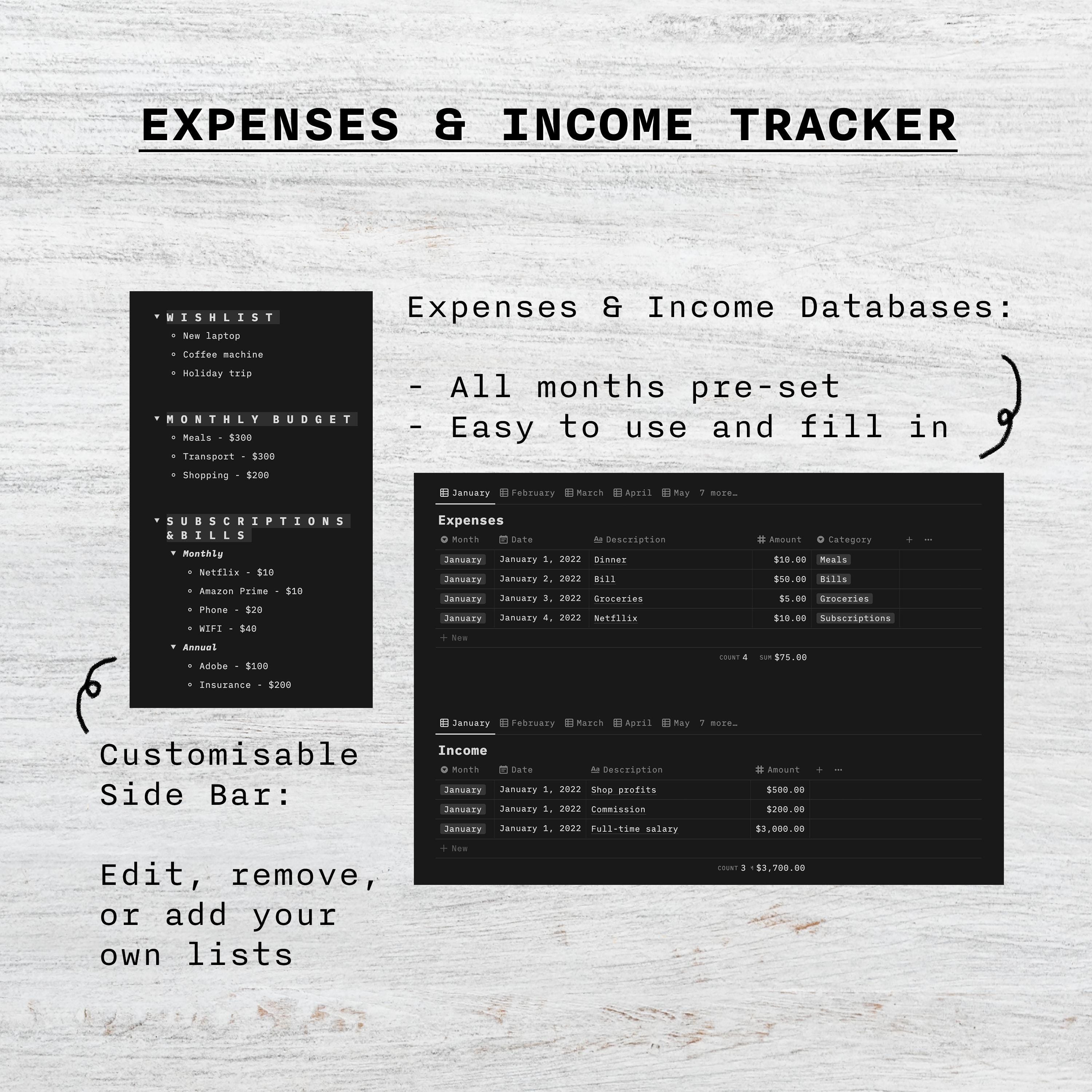 Notion Finance Tracker Template Dark Mode | Notion Budget Tracker ...
