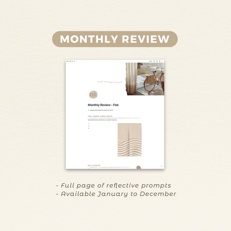 2024 Monthly Planner Notion Template | Full Year Digital Life Planner | Organization System | Aesthetic Beige Theme