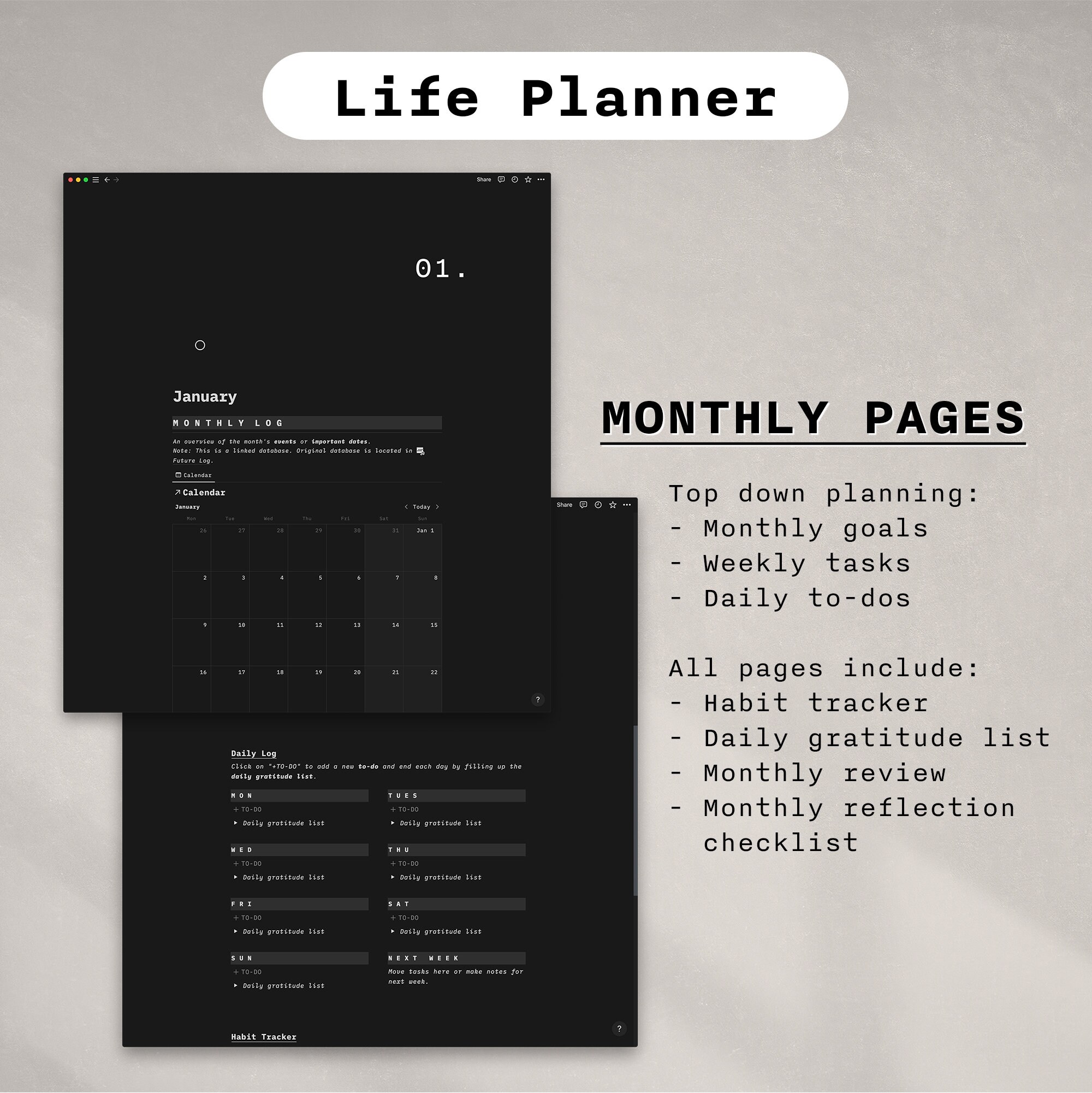 Notion Planner Template & Finance Tracker Digital Life Planner ...