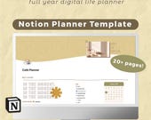 Notion Planner Template | Full Year Digital Life Planner | Customisable Notion Template | Cute Cafe Theme