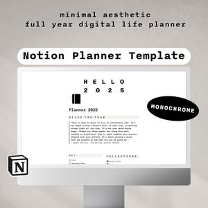 Notion Planner Template | Minimalist Digital Life Planner | Customisable Notion Template | Aesthetic Notion Dashboard