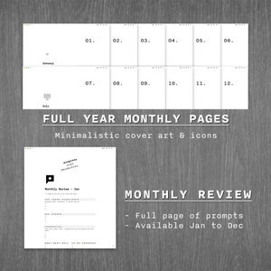 2024 Monthly Planner Notion Template | Full Year Digital Life Planner | Organization System | Minimal Notion Dashboard