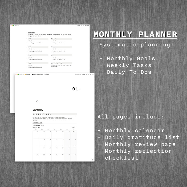 Notion Monthly Planner Template Full Year Digital Life Etsy