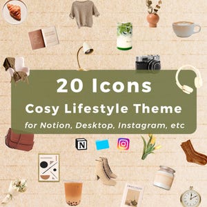 Notion Icons | Aesthetic Icons | Digital Icons | Desktop Icons | Instagram Story Icons | Cosy Lifestyle Theme