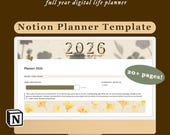 Notion Planner Template | Full Year Digital Life Planner | Customisable Notion Template | Aesthetic Botanical Theme