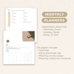 2024 Monthly Planner Notion Template | Full Year Digital Life Planner | Organization System | Aesthetic Beige Theme