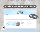 Notion Planner Template | Full Year Digital Life Planner | Customisable Notion Template | Aesthetic Chrome Theme