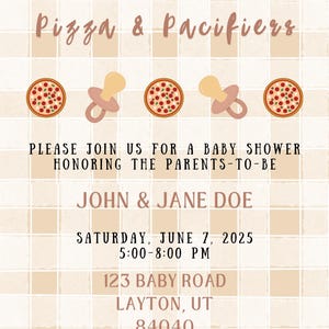 Pizza & Pacifiers Baby Shower Invitation