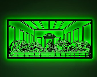Jesus Last Supper Metal Sign with Led Lights, Jesus Metal Art, Christian Sign, Religious Wall Art, Christian Gift, Christian Home Decor