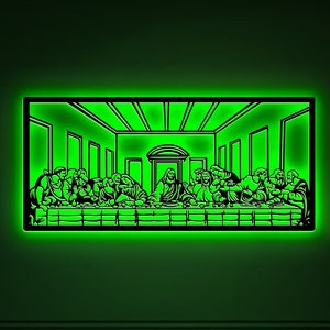 Jesus Last Supper Metal Sign with Led Lights, Jesus Metal Art, Christian Sign, Religious Wall Art, Christian Gift, Christian Home Decor