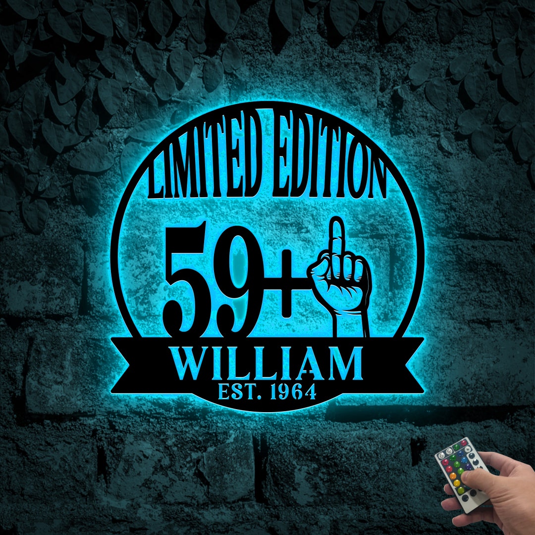 Personalized 60th Birthday Metal Sign With Lights, Birthday Monogram ...