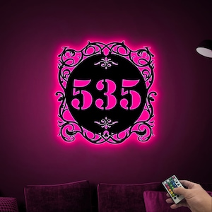 Custom Metal House Number with Led Lights, Address Sign Numbers, Address Wall Art, Address Numbers, Modern Address, Metal Address Numbers