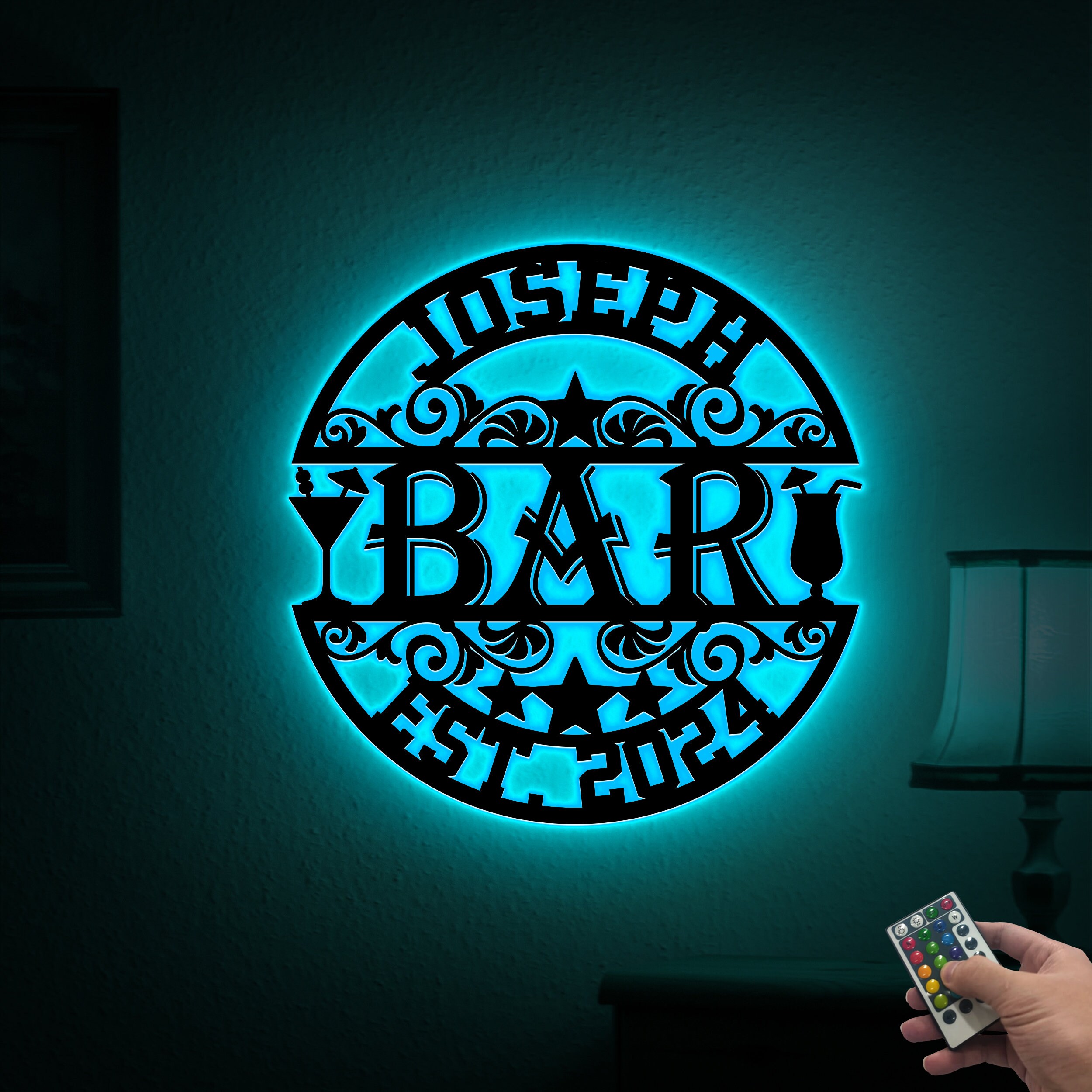 Personalized Bar Sign With Led Lights, Metal Bar Sign, Home Bar Wall ...