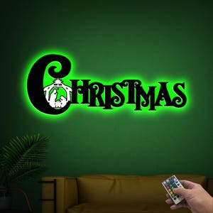 Christmas Letters Sign with Nativity Scene, Christmas Metal Sign With Led Light, Nativity Scene Wall Art, Christmas Gift, Christmas Decor