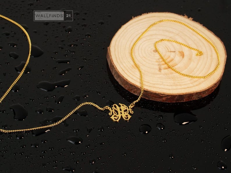 Personalisierte Monogramm-Halskette mit ineinandergreifenden Buchstaben, Anhänger mit individuellem Anfangsbuchstaben, Schmuck mit zwei Buchstaben, Geschenkidee für Paare Bild 17