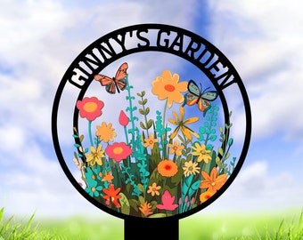 Custom Metal Garden Sign,Personalized Garden Name Sign, Garden Flower Sign, Metal Yard Art, Lawn Signs, Housewarming Gift, Mother's Day Gift