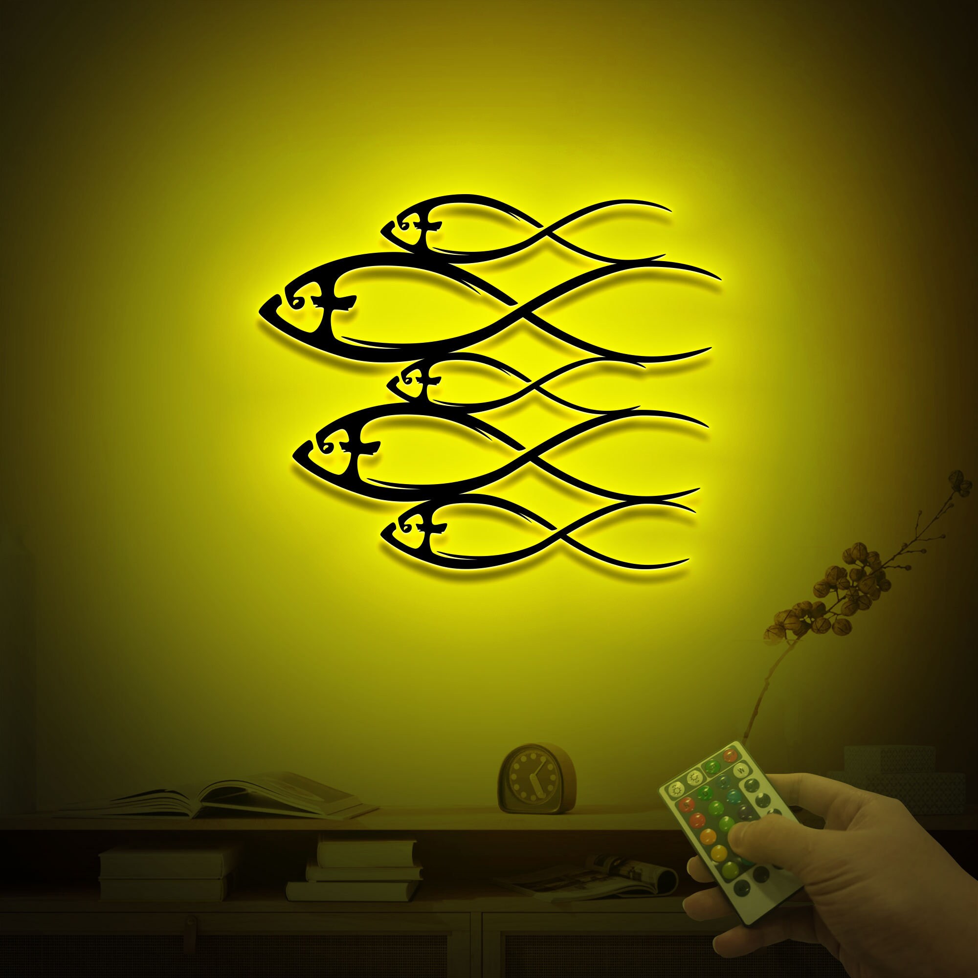 Fish Family Metal Sign With Led Light, House Decor, Housewarming Gift ...